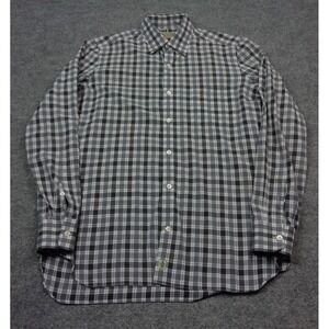 Luigi Borrelli Archivio Dress Shirt Mens 15 1/2 39 Gray Check Plaid Cotton Italy